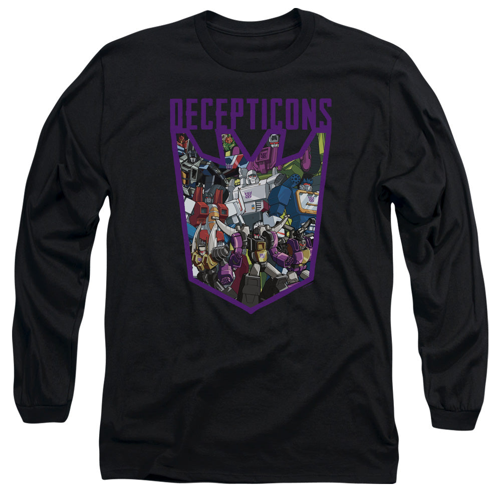 Transformers Decepticon Collage Mens Long Sleeve Shirt Black Officially Licensed