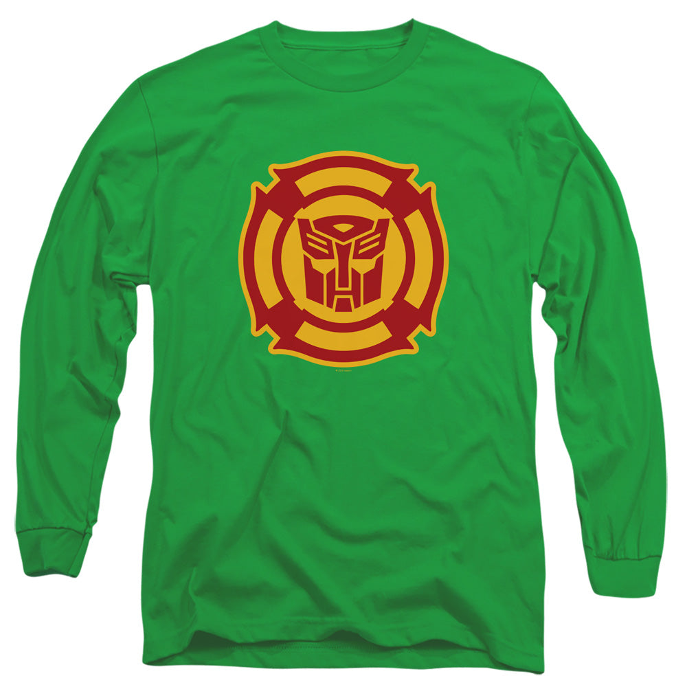 Transformers Rescue Bots Logo Mens Long Sleeve Shirt Kelly Green Officially Licensed
