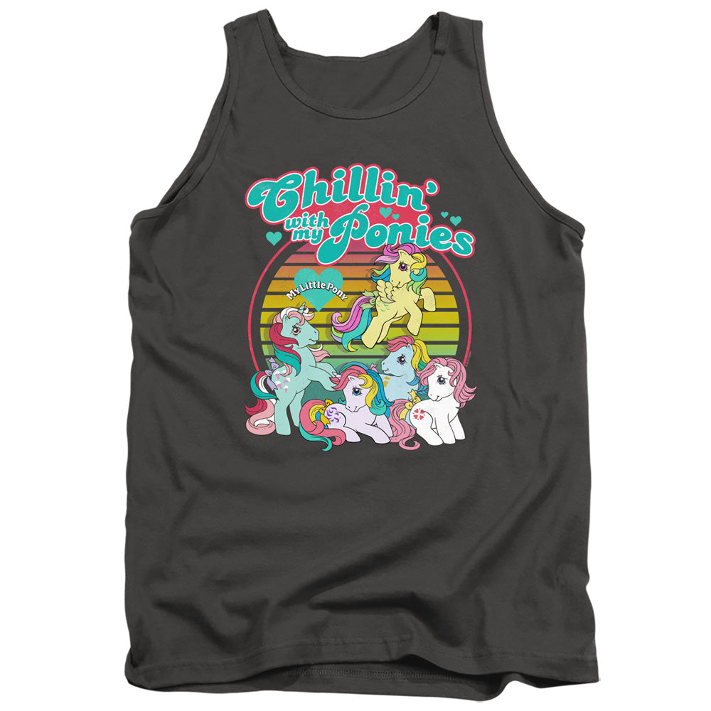 My Little Pony Retro Chillin With My Ponies Mens Tank Top Shirt Charcoal Officially Licensed
