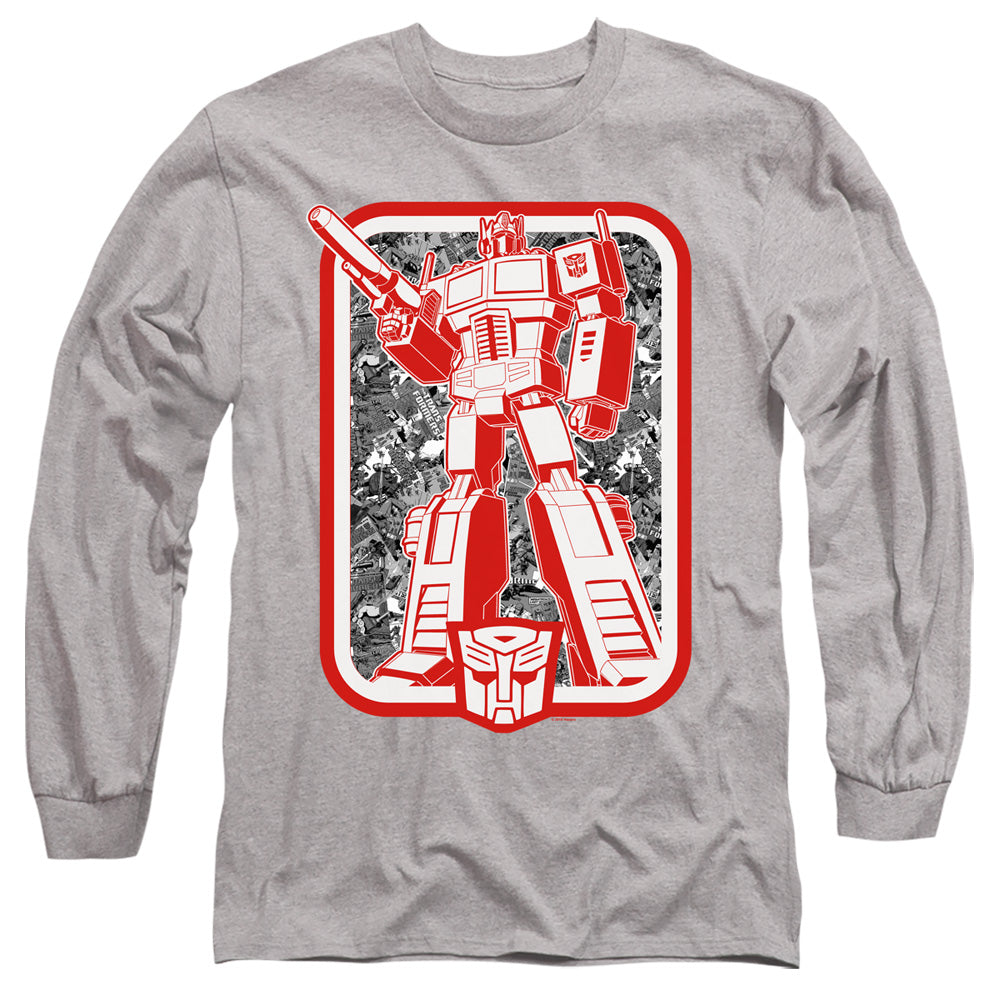 Transformers Autobot Mens Long Sleeve Shirt Athletic Heather Officially Licensed