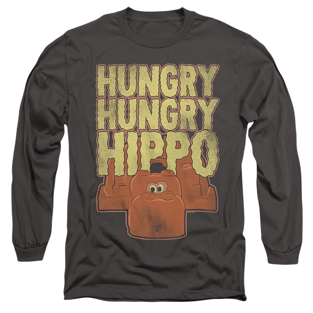 Hungry Hungry Hippos Hungry Hungry Hippo Mens Long Sleeve Shirt Charcoal Officially Licensed