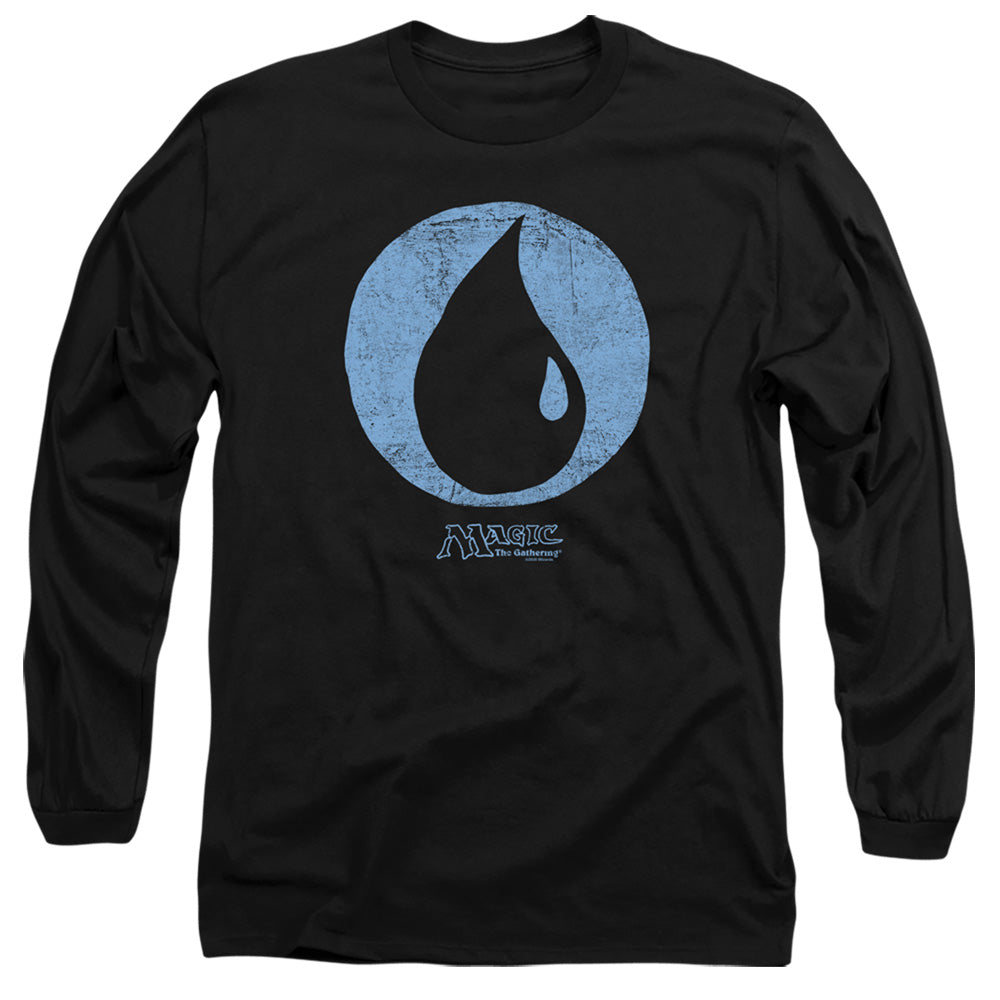 Magic The Gathering Blue Symbol Mens Long Sleeve Shirt Black Officially Licensed