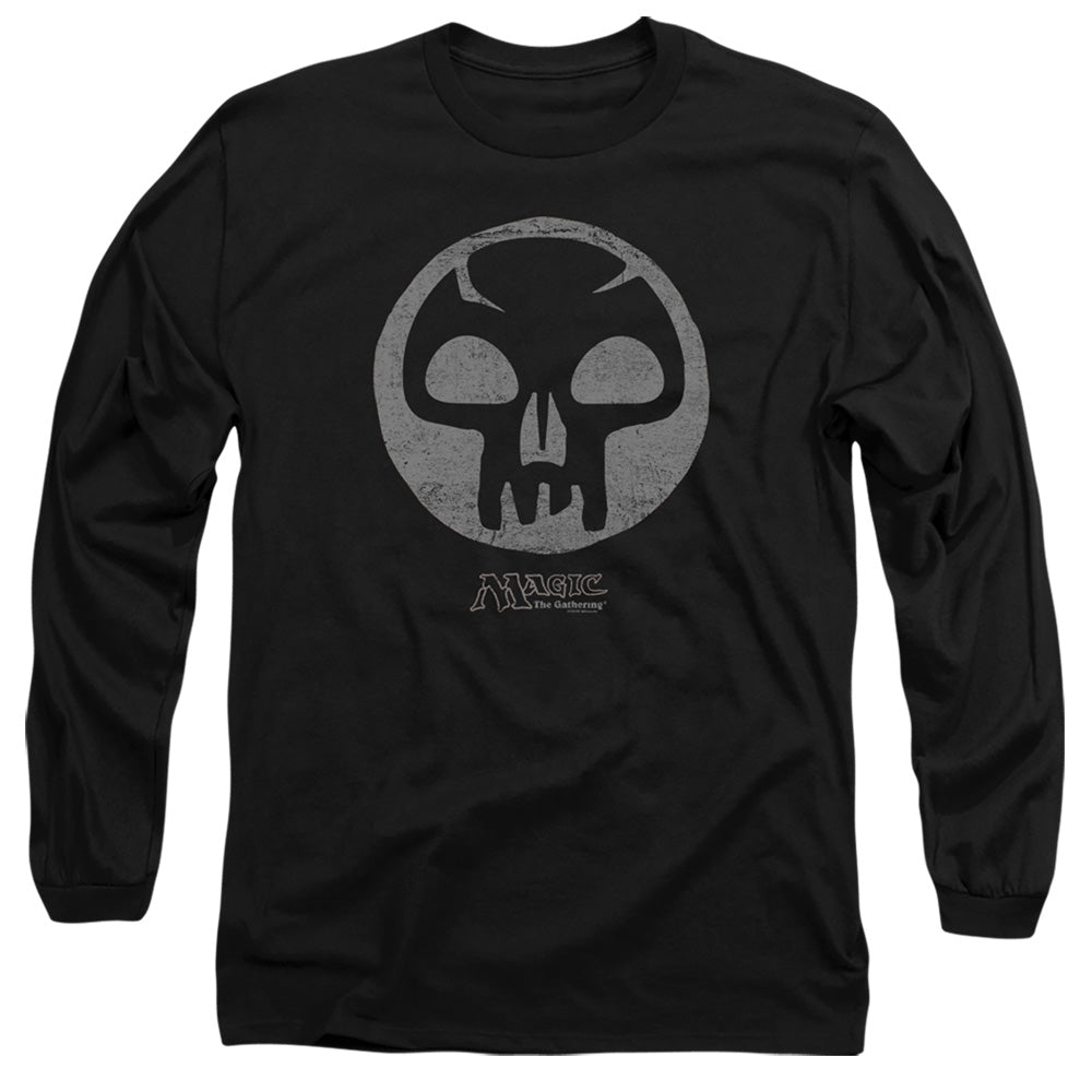 Magic The Gathering Black Symbol Mens Long Sleeve Shirt Black Officially Licensed