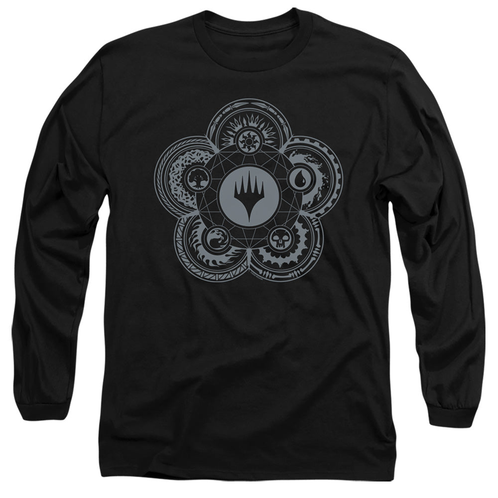 Magic The Gathering Icon Glyph Mens Long Sleeve Shirt Black Officially Licensed