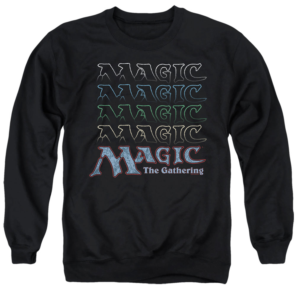 Magic The Gathering Retro Logo Repeat Mens Crewneck Sweatshirt Black Officially Licensed