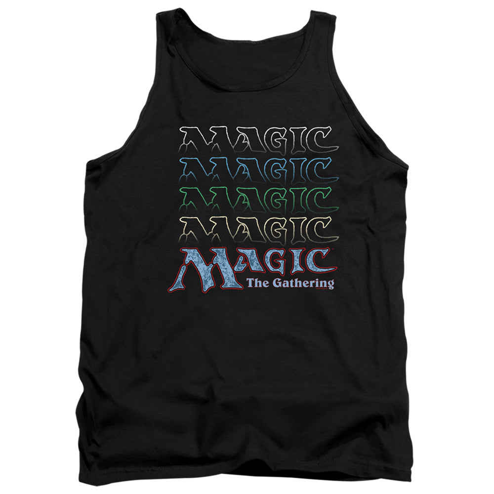 Magic The Gathering Retro Logo Repeat Mens Tank Top Shirt Black Officially Licensed