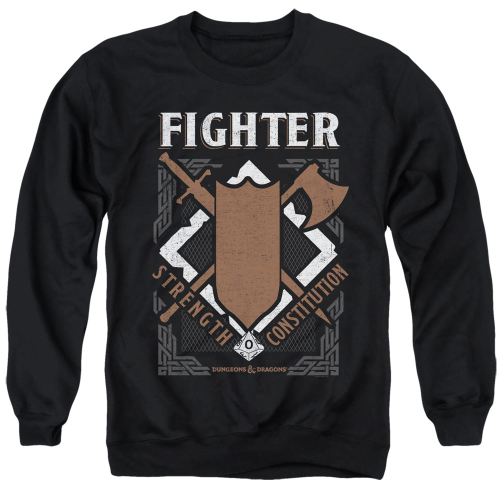 Dungeons And Dragons Fighter Mens Crewneck Sweatshirt Black Officially Licensed