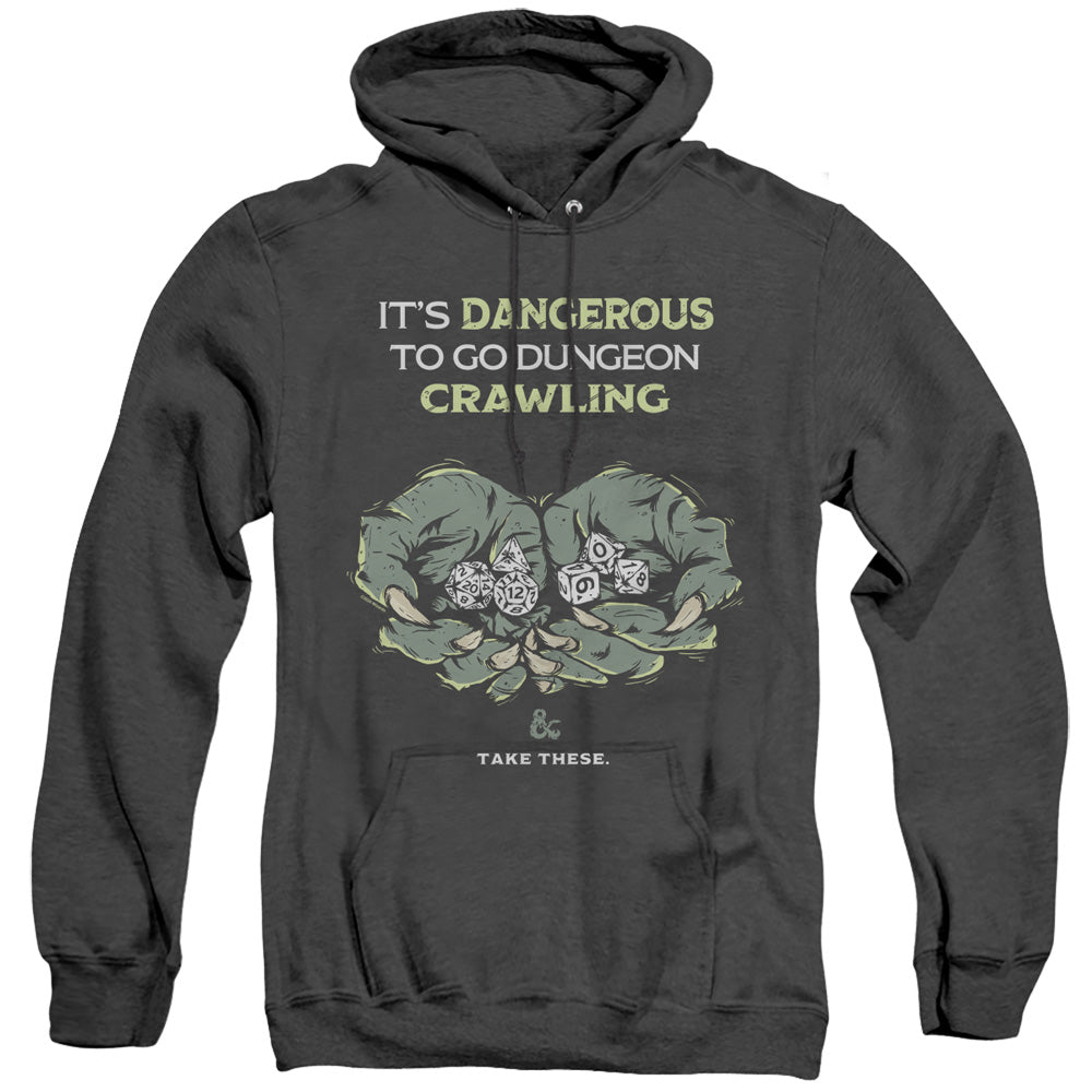 Dungeons And Dragons Dangerous To Go Alone Heather Mens Hoodie Black Officially Licensed