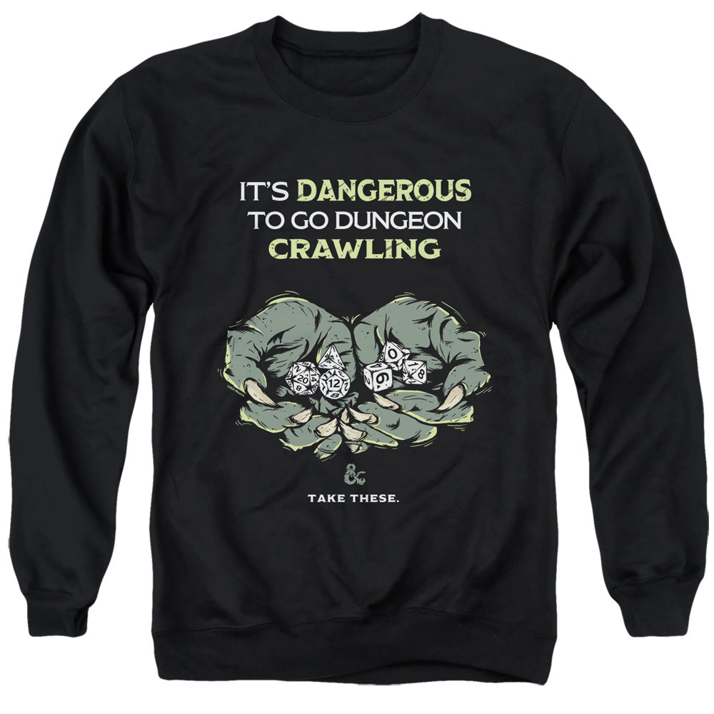 Dungeons And Dragons Dangerous To Go Alone Mens Crewneck Sweatshirt Black Officially Licensed