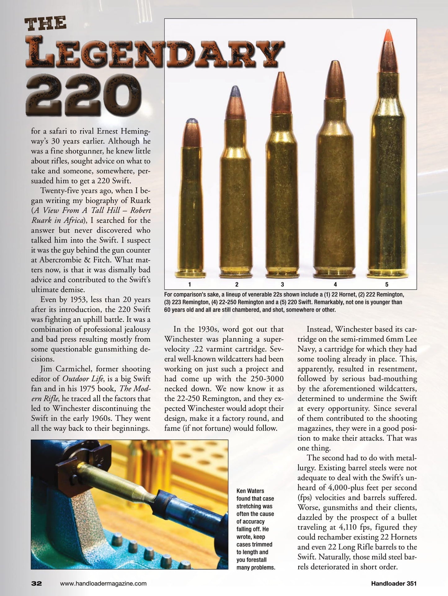 Handloader The Ammunition Reloading Journal - August 2024: Shotgun Target Loads, Legendary 220 Swift, 22 Arc Right Time & Place, Changes In Cast Revolver Bullets & More!