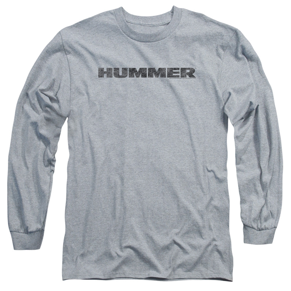 Hummer Distressed Hummer Logo Mens Long Sleeve Shirt Athletic Heather Officially Licensed