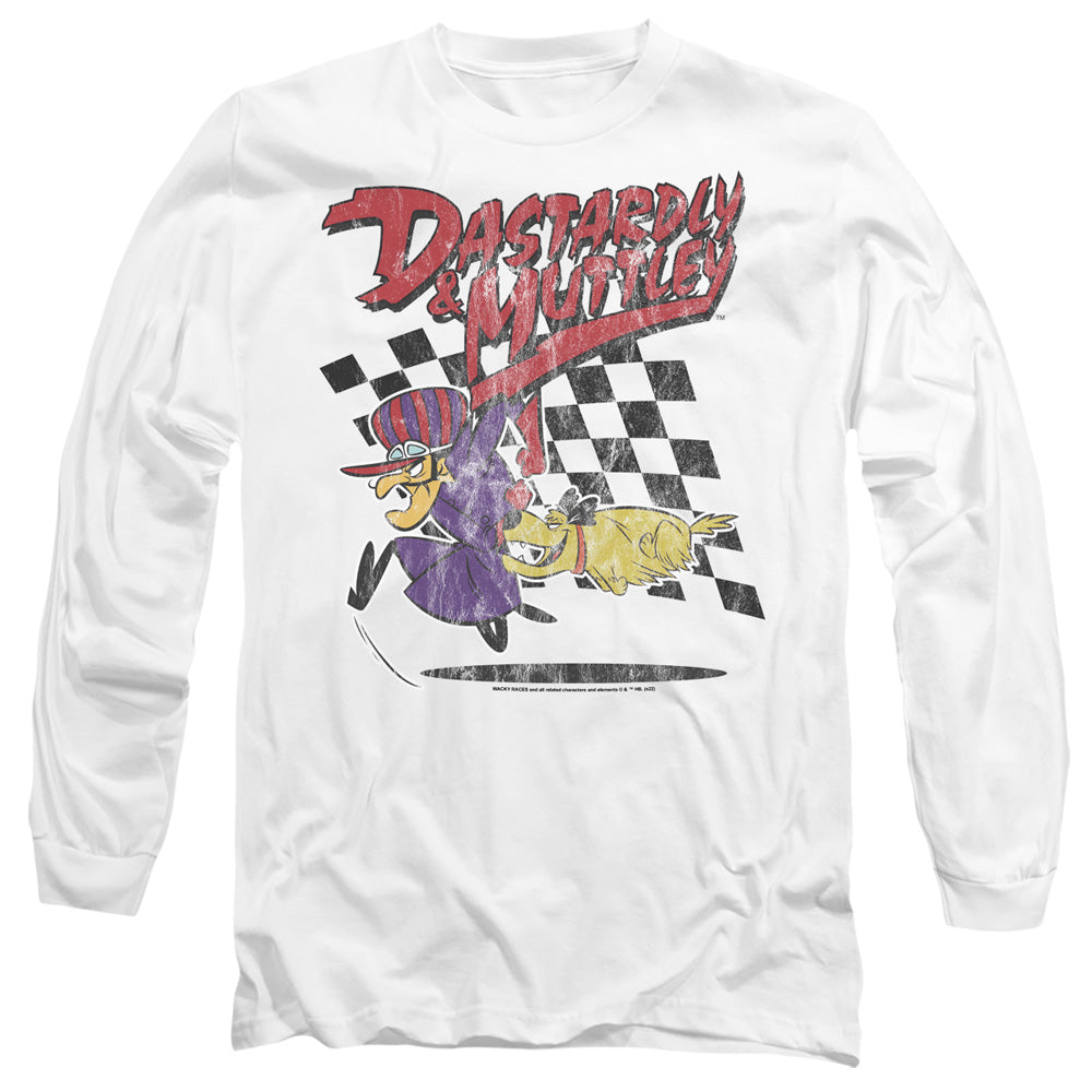 Wacky Races Dastardly & Muttley 2 Mens Long Sleeve Shirt White Officially Licensed
