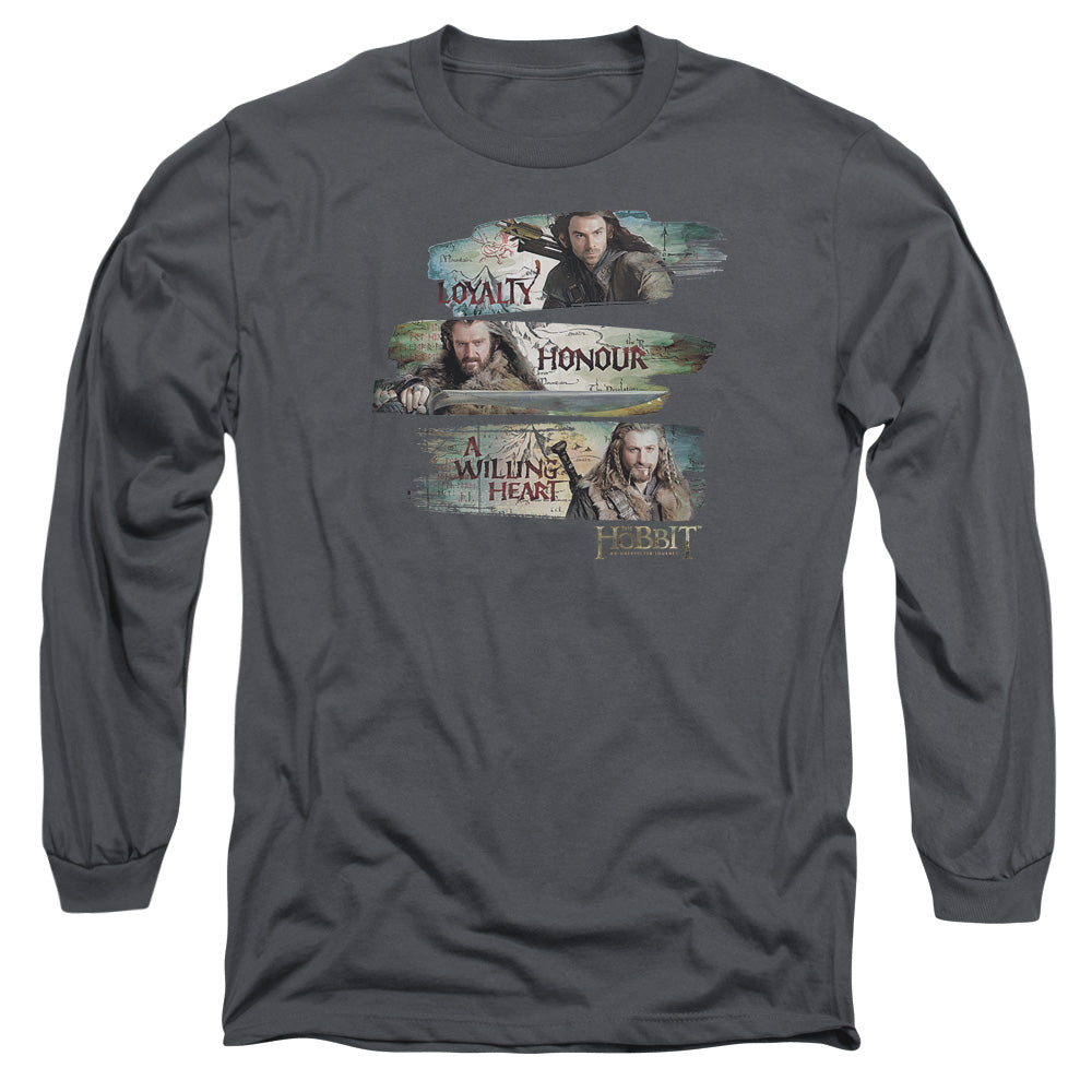 The Hobbit Loyalty And Honour Mens Long Sleeve Shirt Charcoal Officially Licensed