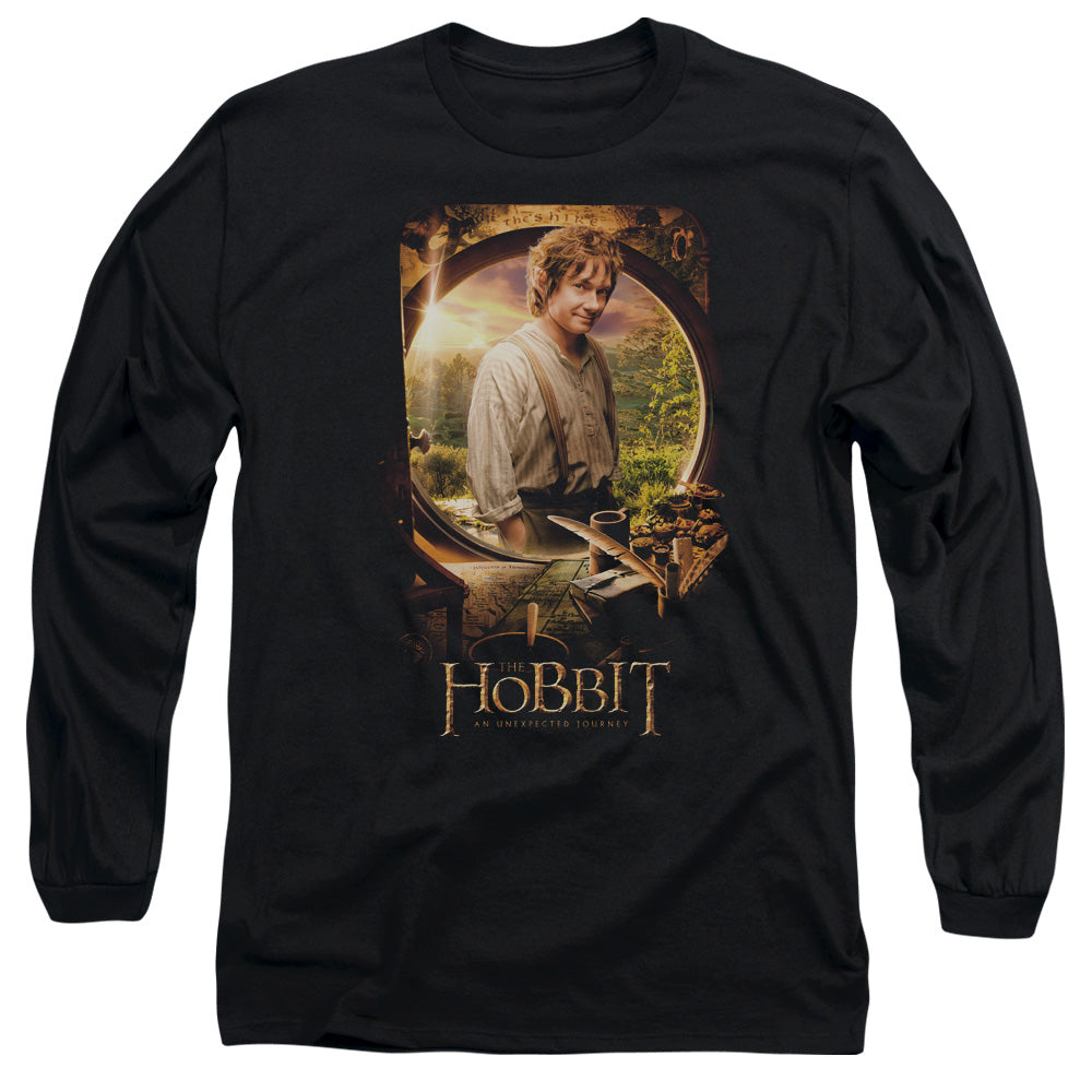 The Hobbit Bilbo Poster Mens Long Sleeve Shirt Black Officially Licensed