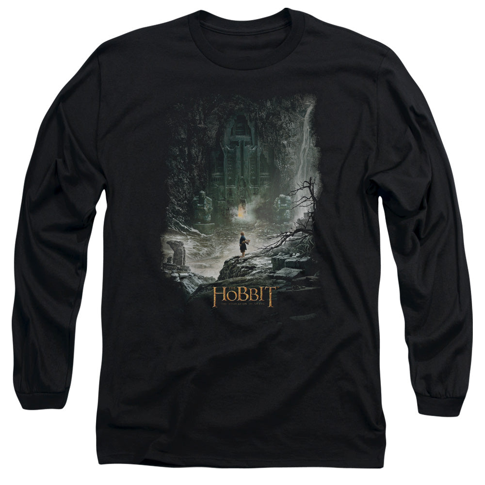 Hobbit At Smaugs Door Mens Long Sleeve Shirt Black Officially Licensed