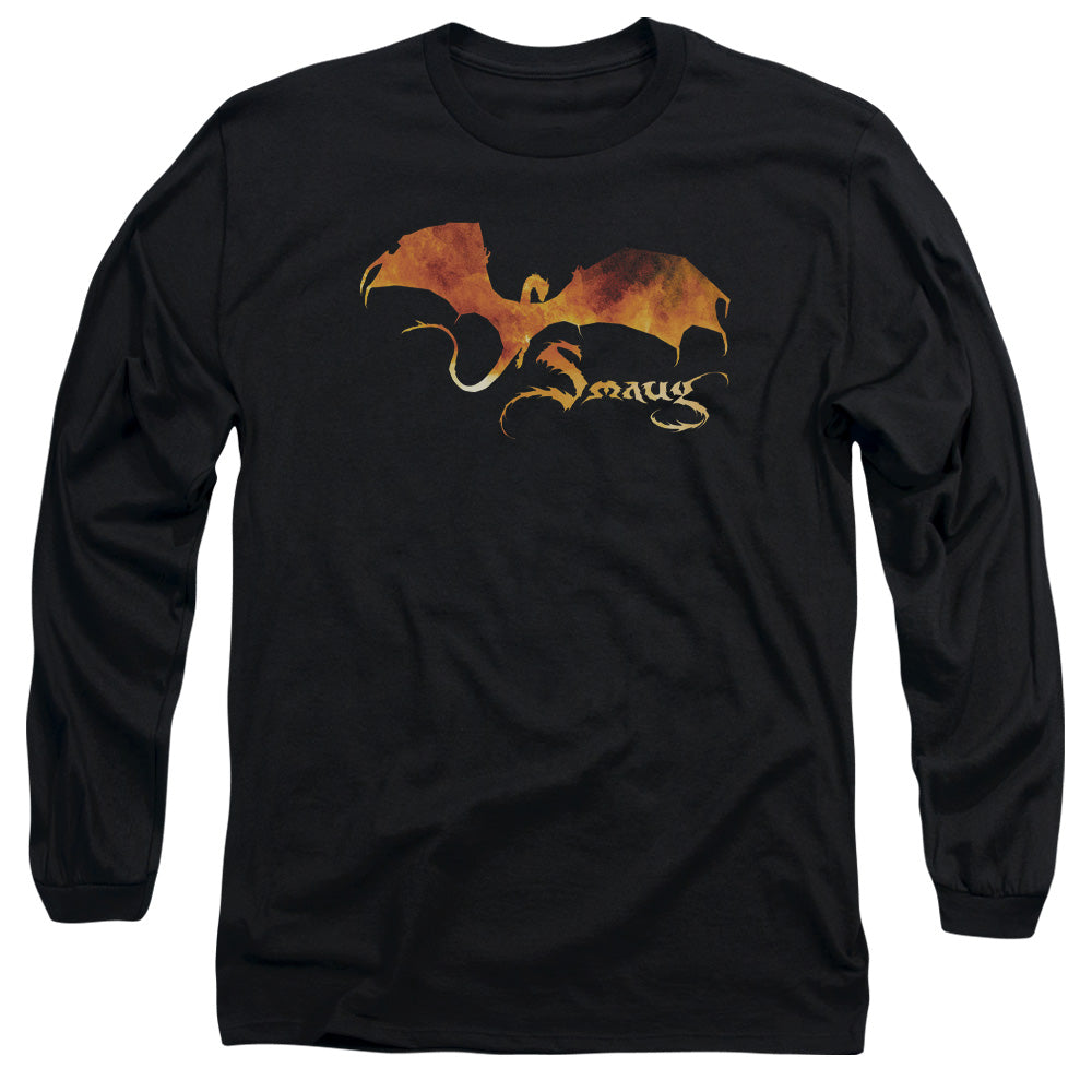 Hobbit Smaug On Fire Mens Long Sleeve Shirt Black Officially Licensed