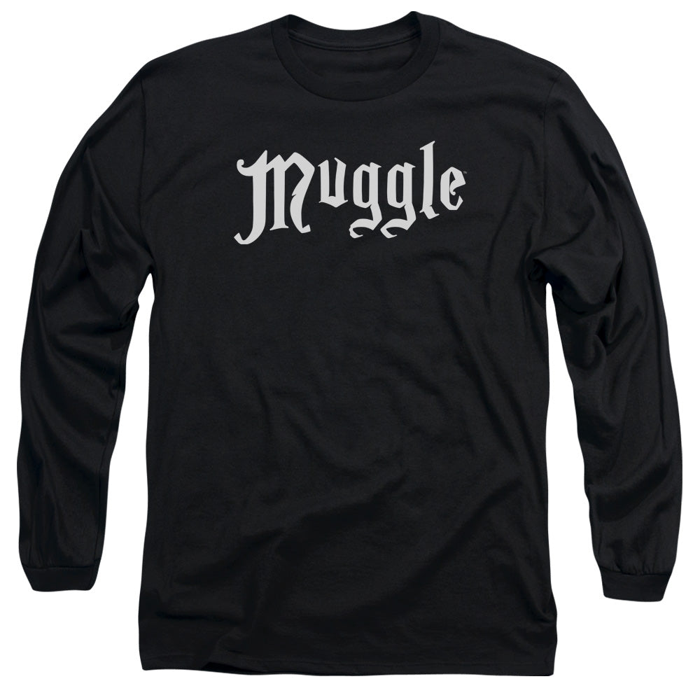Harry Potter Muggle Mens Long Sleeve Shirt Black Officially Licensed Officially Licensed