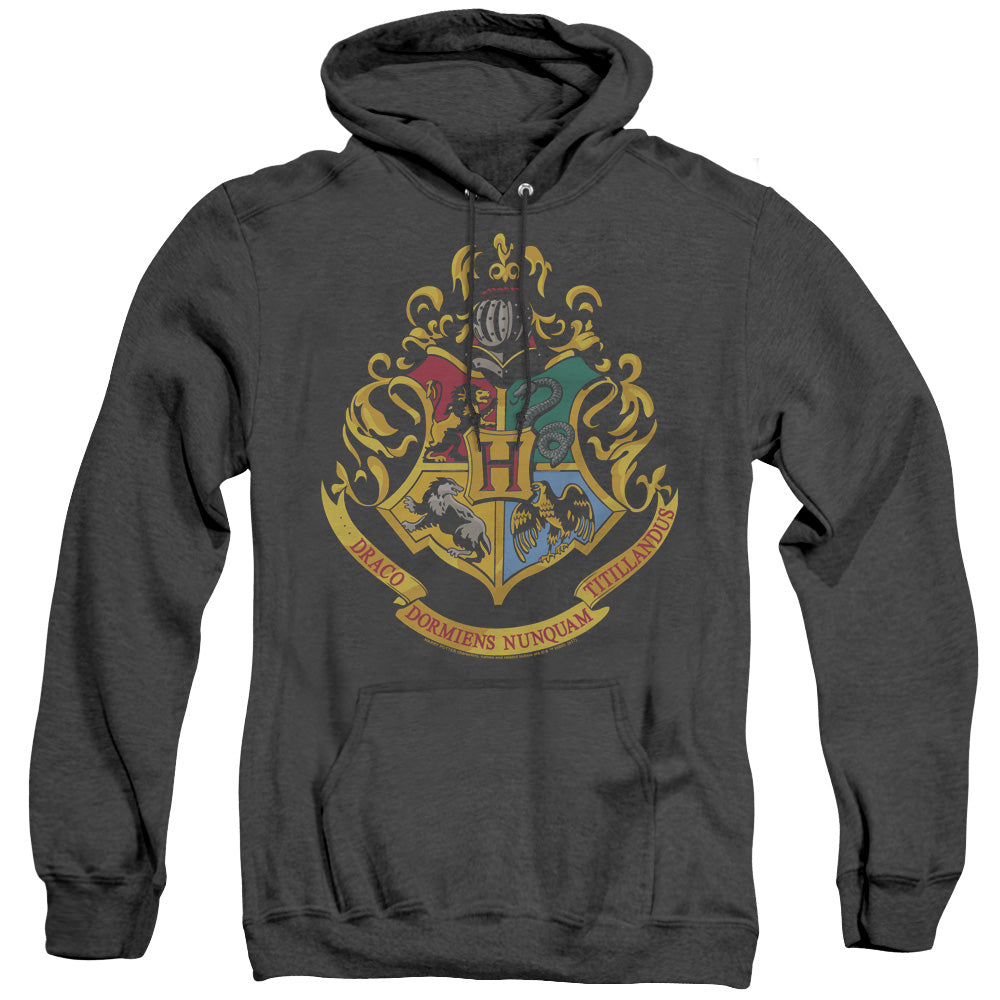 Harry Potter Hogwarts School Crest Heather Mens Hoodie Black Officially Licensed