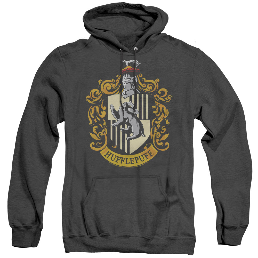 Harry Potter Hufflepuff Crest Heather Mens Hoodie Black Officially Licensed