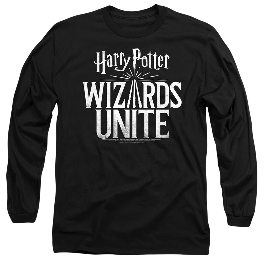 Harry Potter Wizards Unite Wizards Unite Logo Mens Long Sleeve Shirt Black Officially Licensed Officially Licensed
