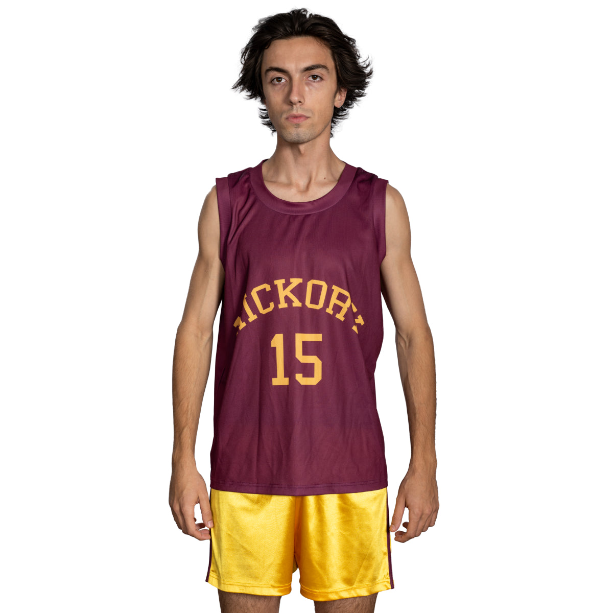 Hickory 15 Basketball Costume Set: Tank Top, Gold Shorts, and Jersey for Halloween Cosplay