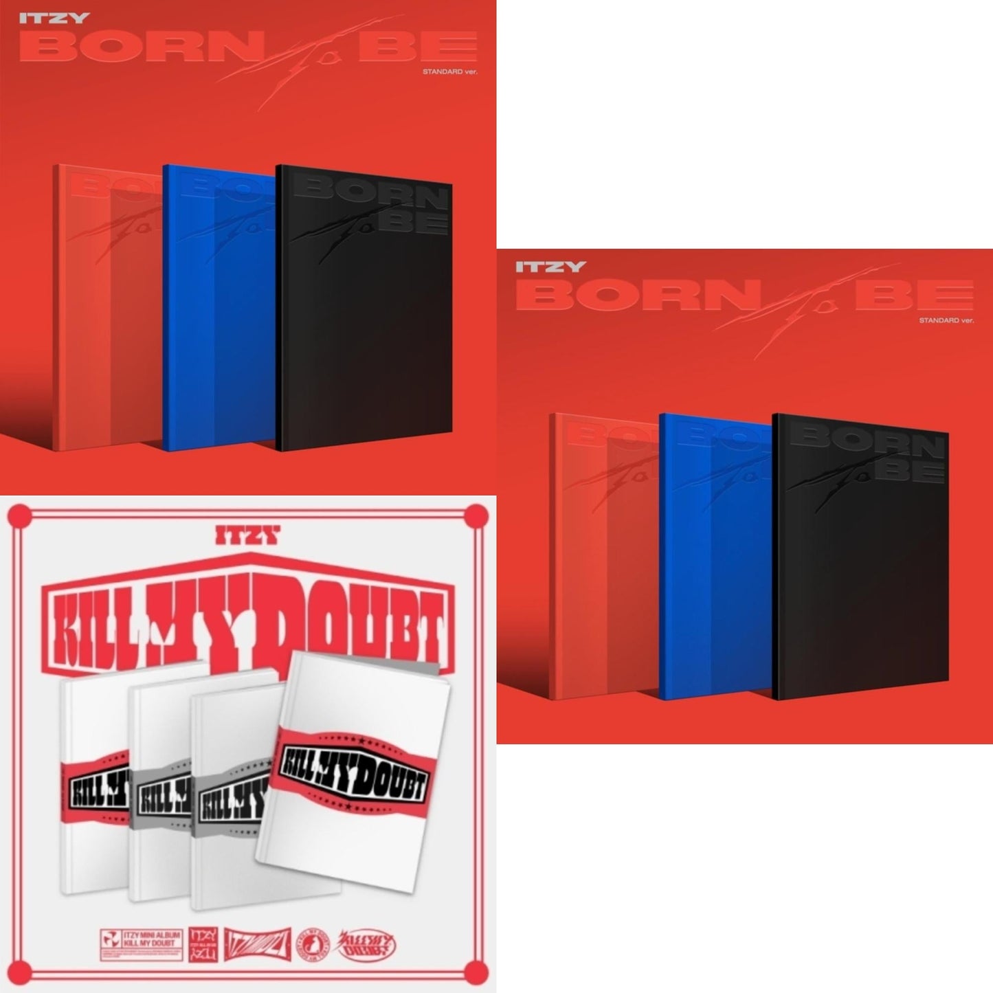 Itzy - Born To Be (Version B) & Born To Be (Version C) & Kill My Doubt (Standard) - CD Bundle