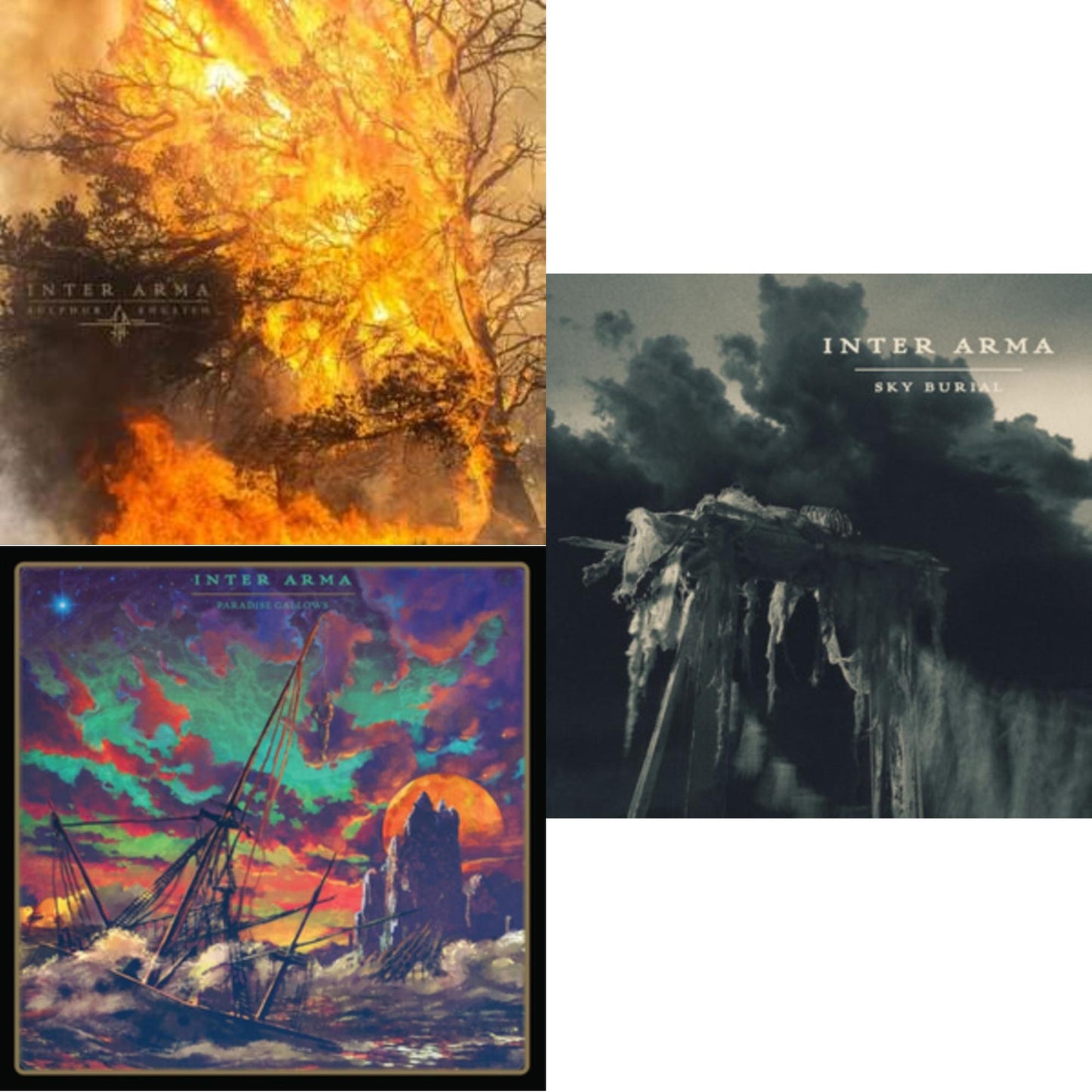 Inter Arma - Sulphur English (Gold Nugget Vinyl/2LP) & Paradise Gallows (Mint Green & Grimace Purple Galaxy Merge Vinyl/2LP) & Sky Burial (Coke Bottle Green With Aqua Blue, Bone White & Silver Splatter LP Vinyl)