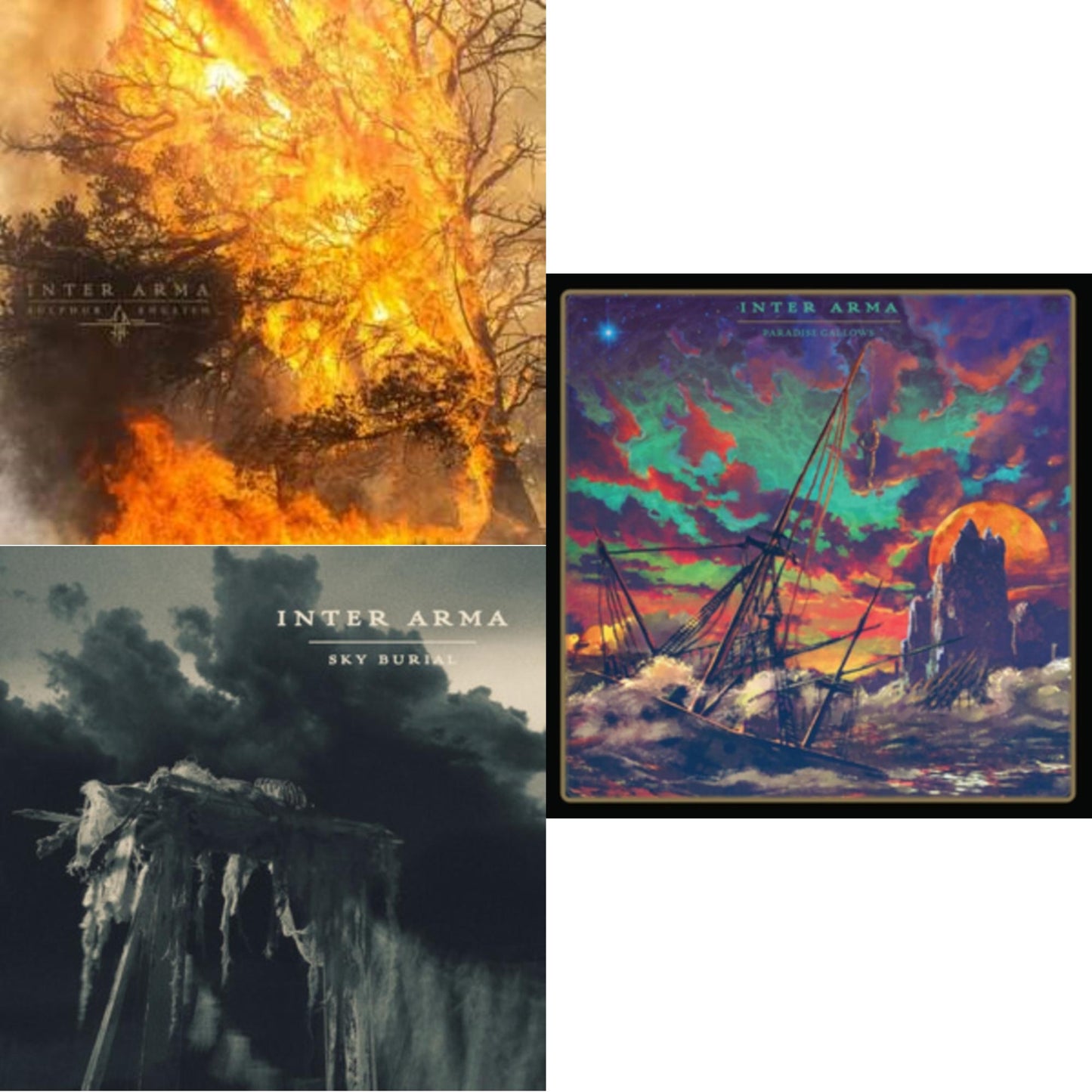 Inter Arma - Sky Burial (Coke Bottle Green With Aqua Blue, Bone White & Silver Splatter LP Vinyl) & Paradise Gallows (Mint Green & Grimace Purple Galaxy Merge Vinyl/2LP) & Sulphur English (Gold Nugget Vinyl/2LP)
