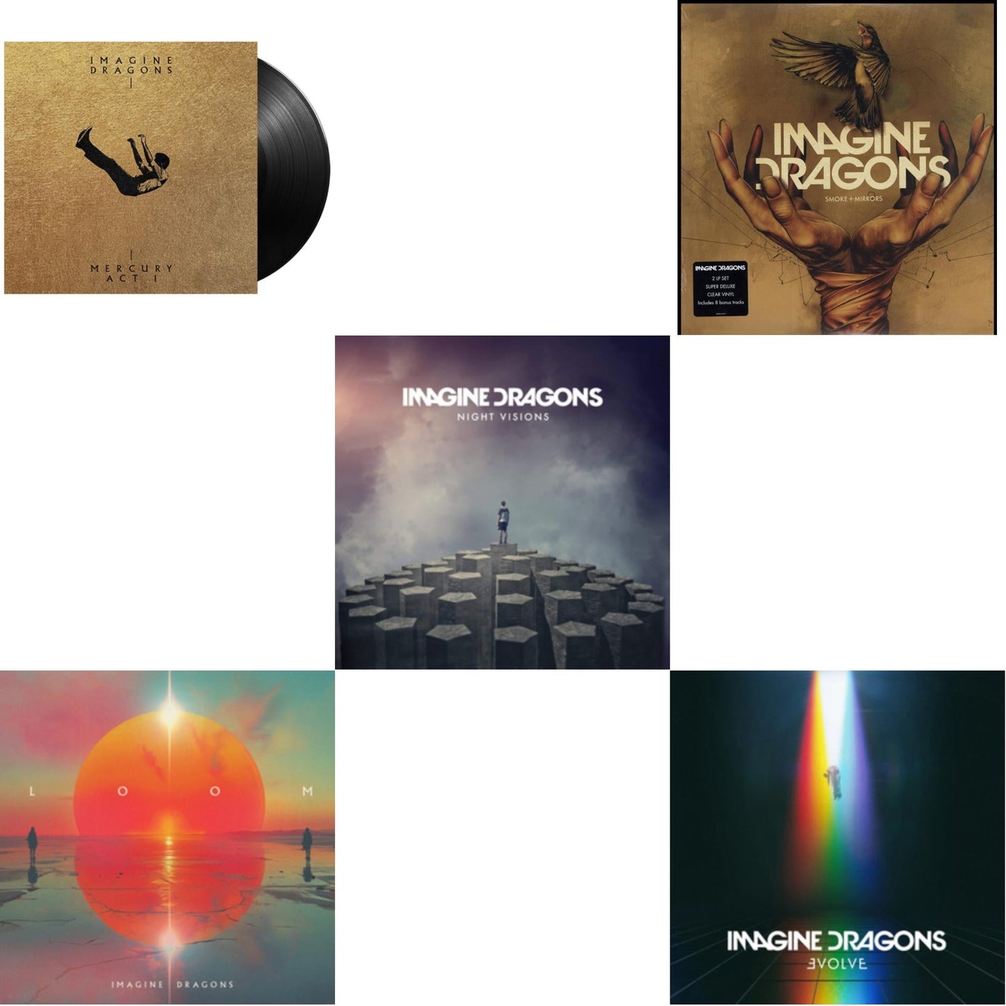Imagine Dragons - Mercury – Act 1 & Loom (Translucent Coke Bottle Green LP Vinyl) & Night Visions & Smoke + Mirrors (Deluxe Edition) & Evolve