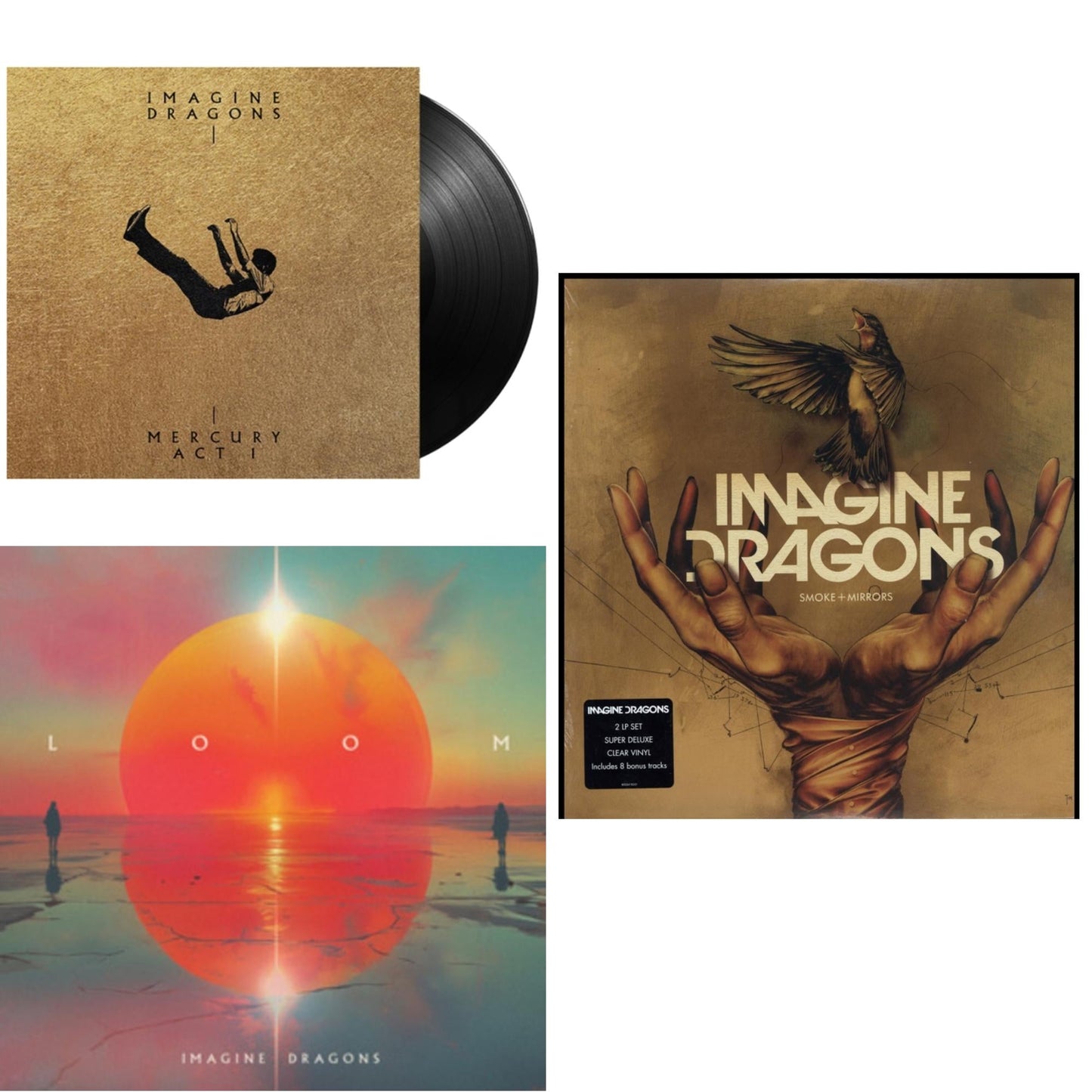Imagine Dragons - Mercury – Act 1 & Loom (Translucent Coke Bottle Green LP Vinyl) & Smoke + Mirrors (Deluxe Edition)