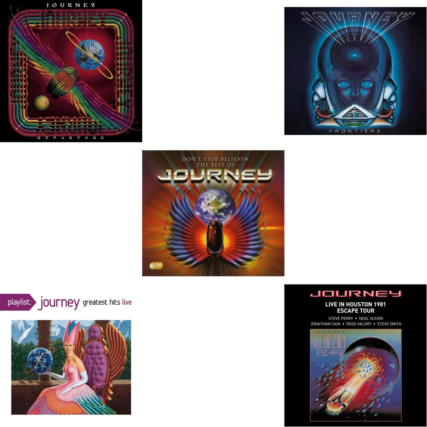 Journey - Departure & Dont Stop Believin: Best Of & Playlist: Journey Greatest Hits Live & Frontiers & Live In Houston 1981: The Escape Tour - CD Bundle