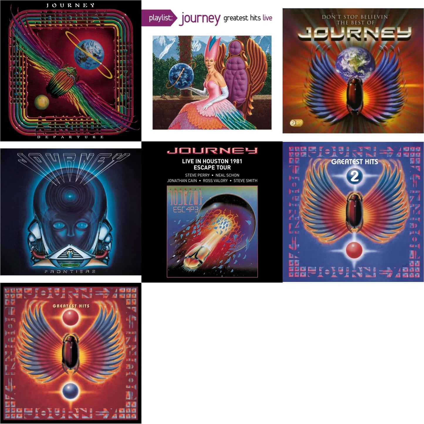 Journey - Greatest Hits & Departure & Dont Stop Believin: Best Of & Journey's Greatest Hits Vol.2 & Playlist: Journey Greatest Hits Live & Frontiers & Live In Houston 1981: The Escape Tour - CD Bundle