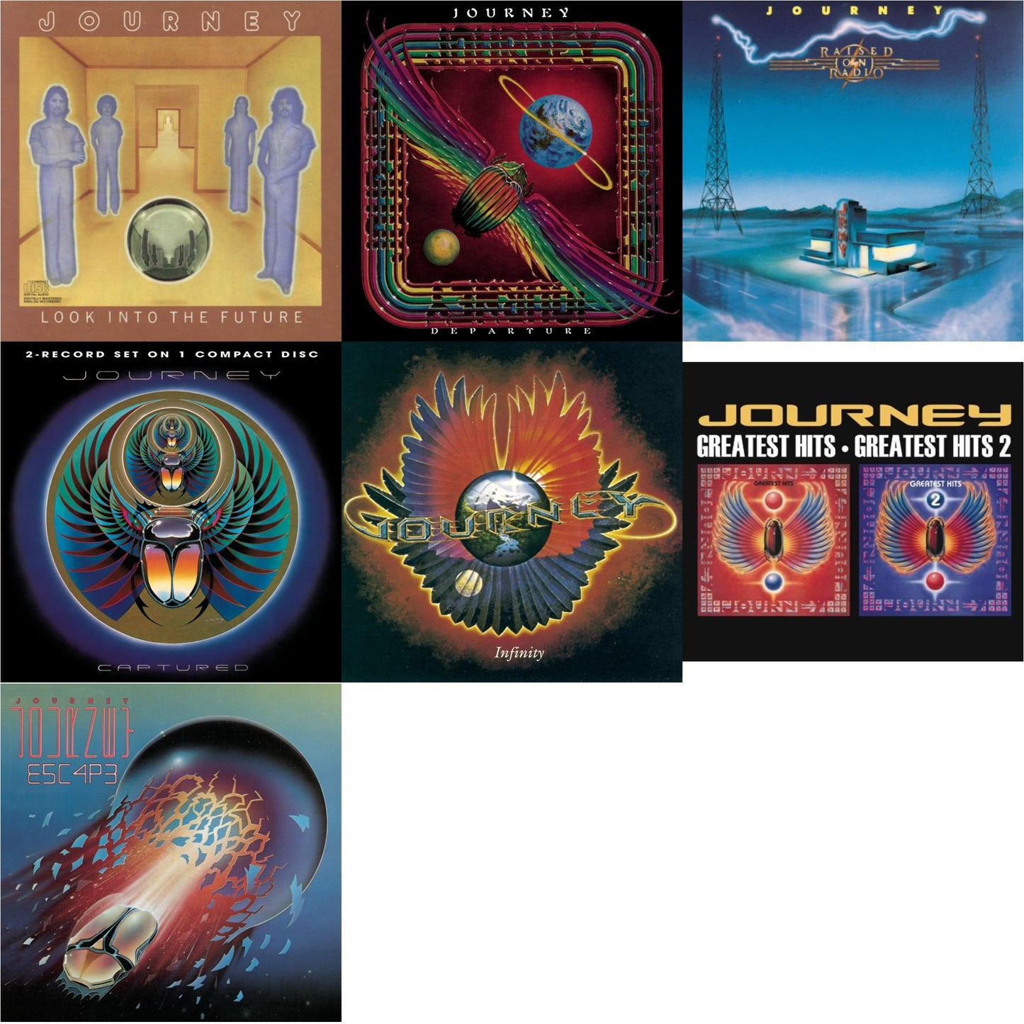 Journey - Look Into The Future & Departure & Raised On Radio & Captured & Infinity & Greatest Hits 1 & 2 & Escape - CD Bundle