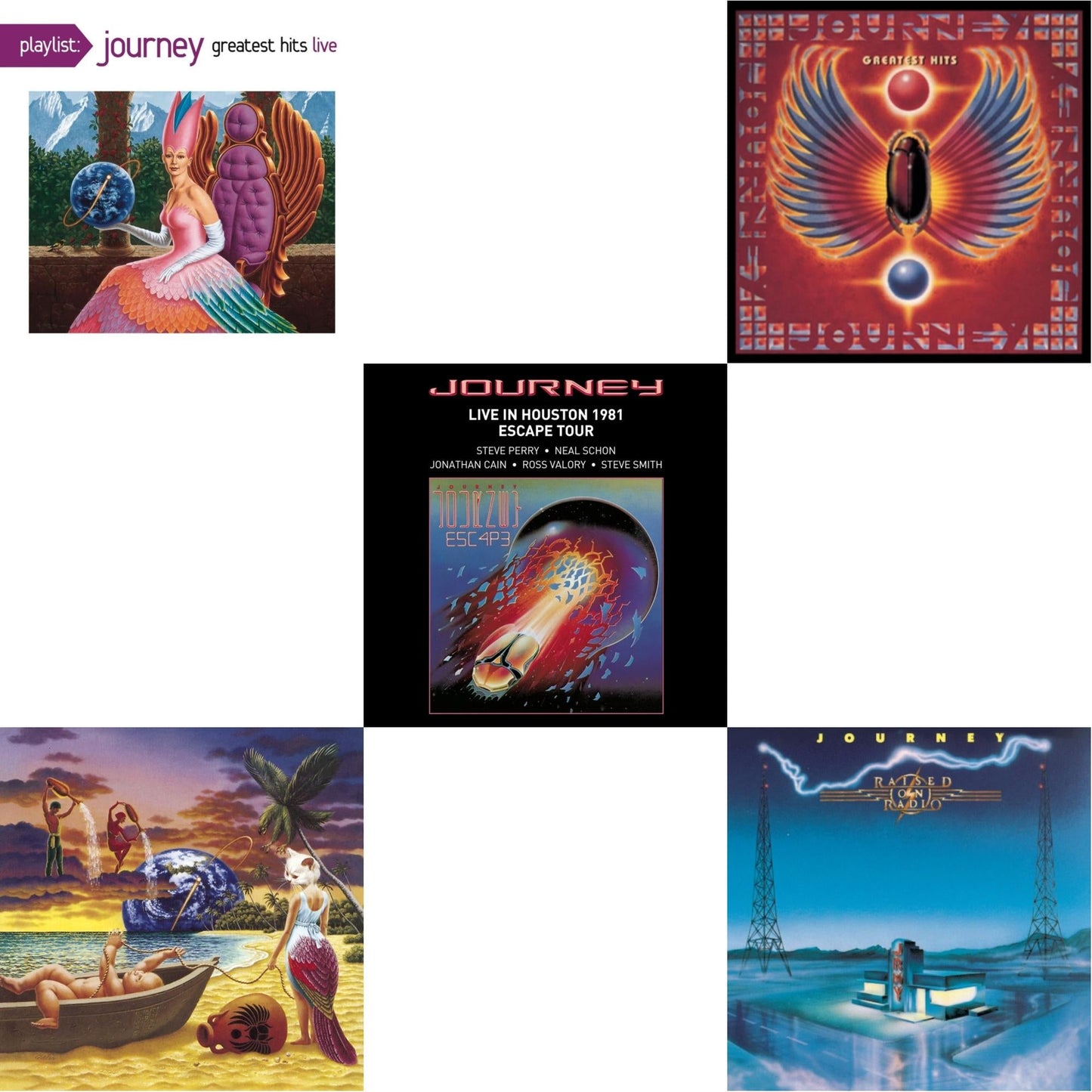 Journey - Greatest Hits & Trial By Fire & Raised On Radio & Playlist: Journey Greatest Hits Live & Live In Houston 1981: The Escape Tour - CD Bundle