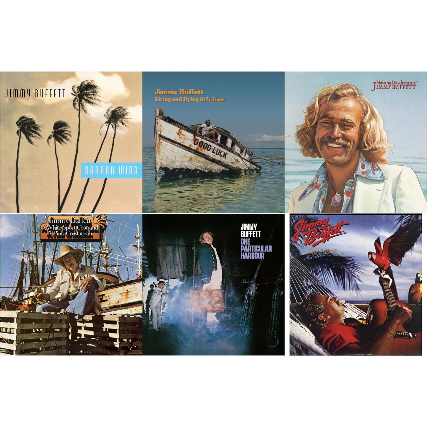 Jimmy Buffett - Living & Dying In 3/4 Time & One Particular Harbour & Havana Daydreamin & White Sport Coat & A Pink Crustacean & Banana Wind (2LP) & Songs You Know By Heart