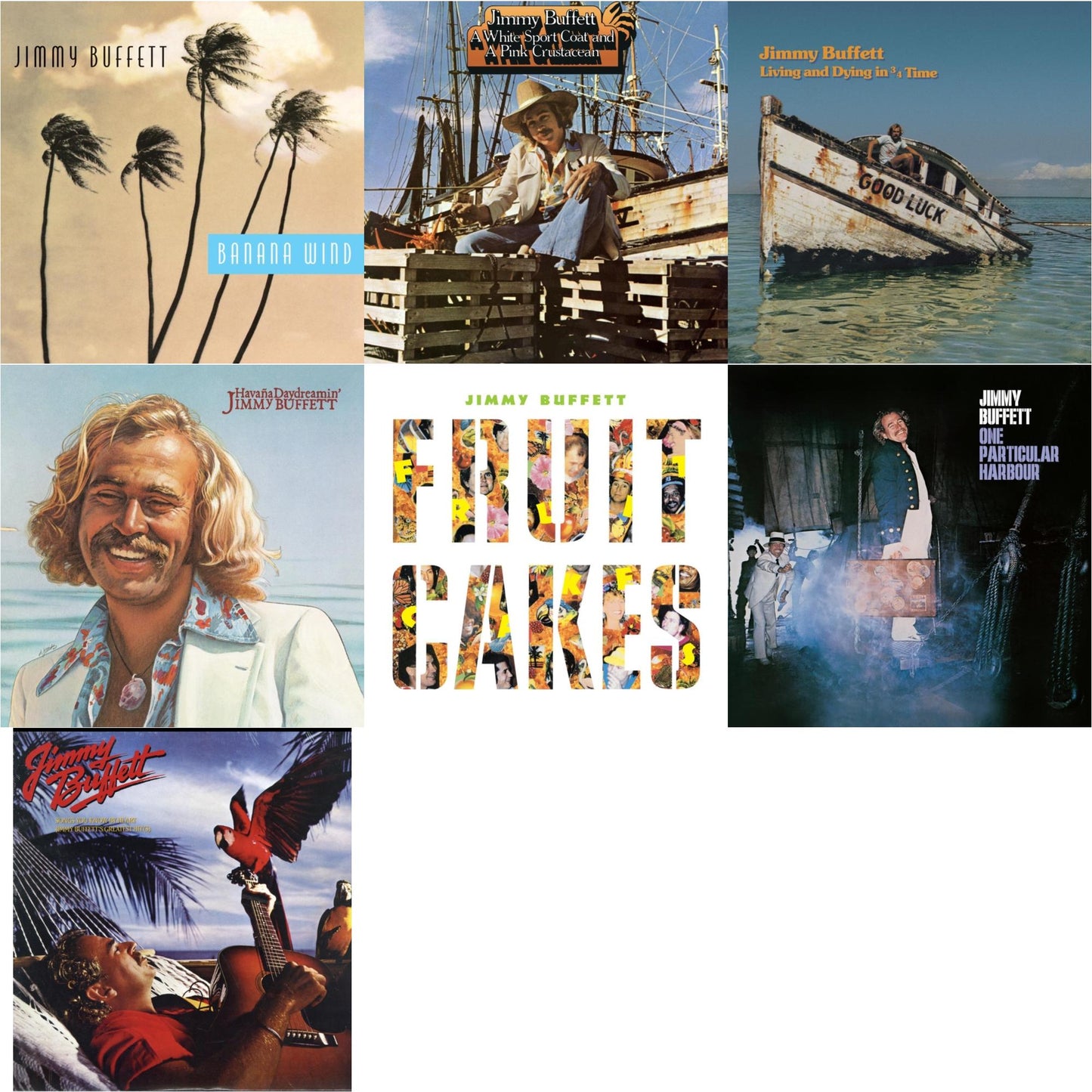 Jimmy Buffett - Fruitcakes (2LP) & Living & Dying In 3/4 Time & One Particular Harbour & Havana Daydreamin & White Sport Coat & A Pink Crustacean & Banana Wind (2LP) & Songs You Know By Heart