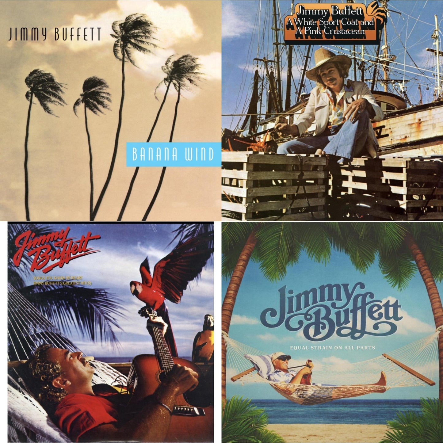 Jimmy Buffett - Equal Strain On All Parts (Electric Blue Vinyl/2LP) & White Sport Coat & A Pink Crustacean & Banana Wind (2LP) & Songs You Know By Heart