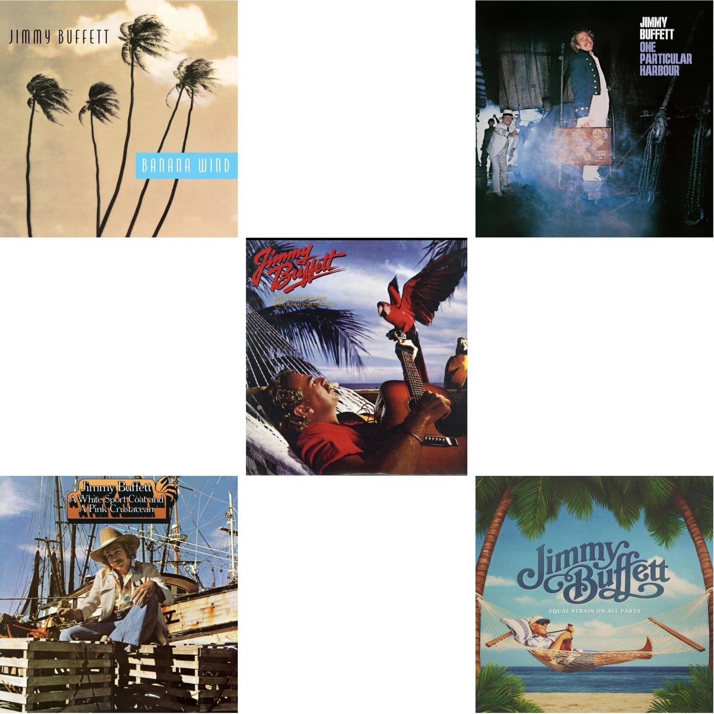 Jimmy Buffett - Equal Strain On All Parts (Electric Blue Vinyl/2LP) & One Particular Harbour & White Sport Coat & A Pink Crustacean & Banana Wind (2LP) & Songs You Know By Heart
