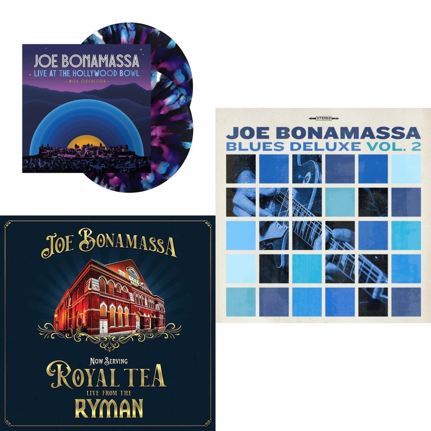 Joe Bonamassa - Live At The Hollywood Bowl With Orchestra (2LP/180G/Blue Eclipse Vinyl) & Now Serving: Royal Tea: Live From The Ryman (2LP) & Blues Deluxe Vol. 2 (Blue LP Vinyl/180G)