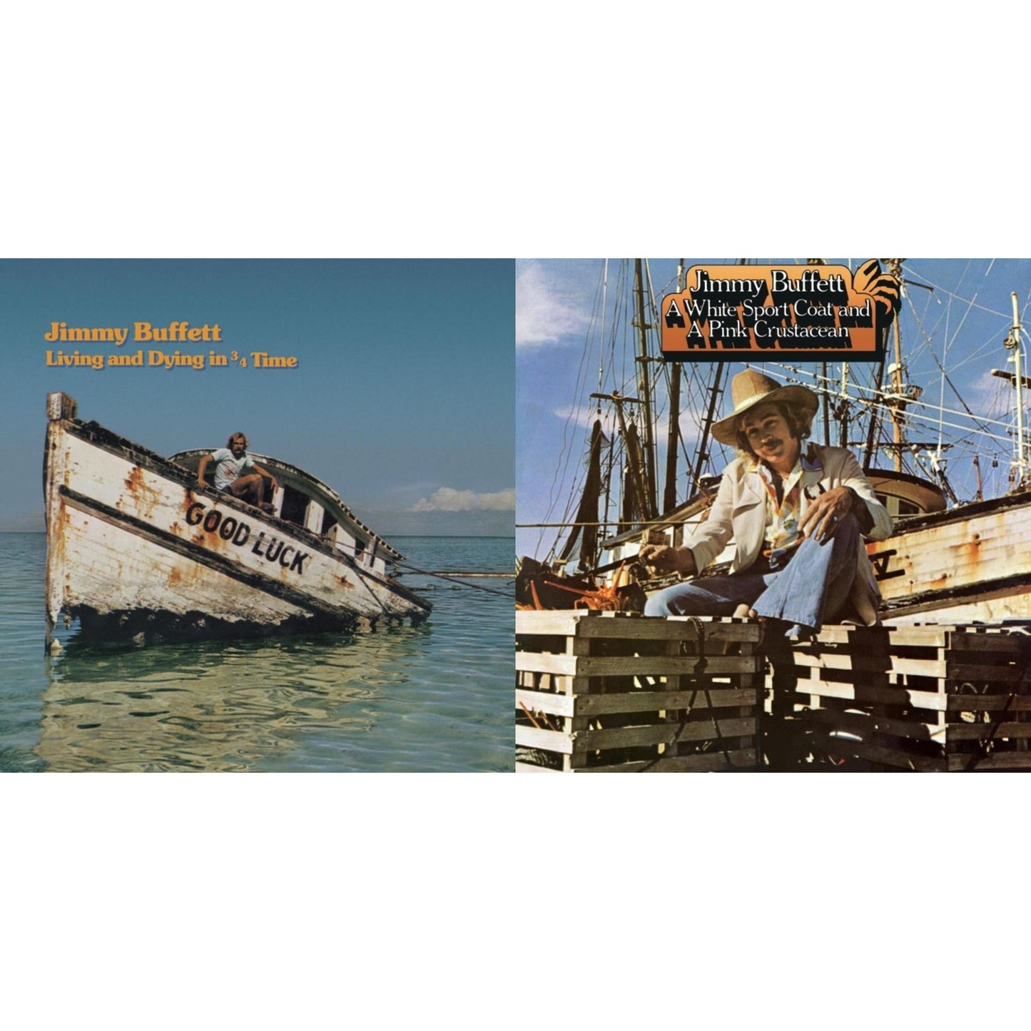 Jimmy Buffett - Living & Dying In 3/4 Time & White Sport Coat & A Pink Crustacean - LP Vinyl Bundle