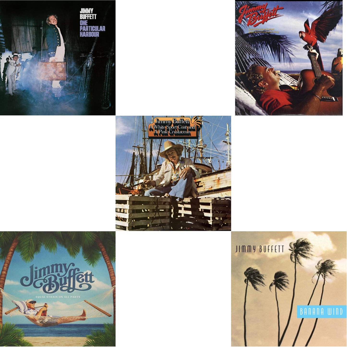 Jimmy Buffett - One Particular Harbour & Equal Strain On All Parts (Electric Blue Vinyl/2LP) & White Sport Coat & A Pink Crustacean & Songs You Know By Heart & Banana Wind (2LP)