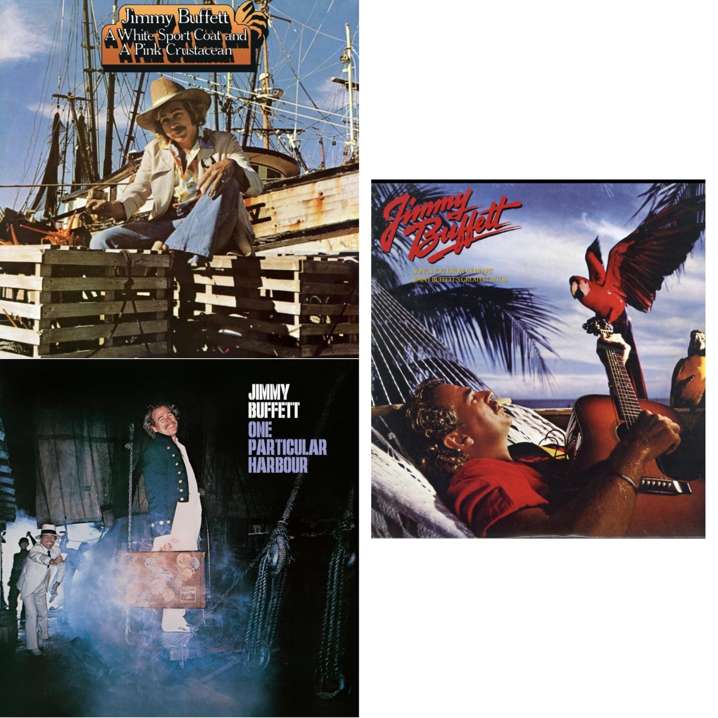 Jimmy Buffett - White Sport Coat & A Pink Crustacean & One Particular Harbour & Songs You Know By Heart - LP Vinyl Bundle