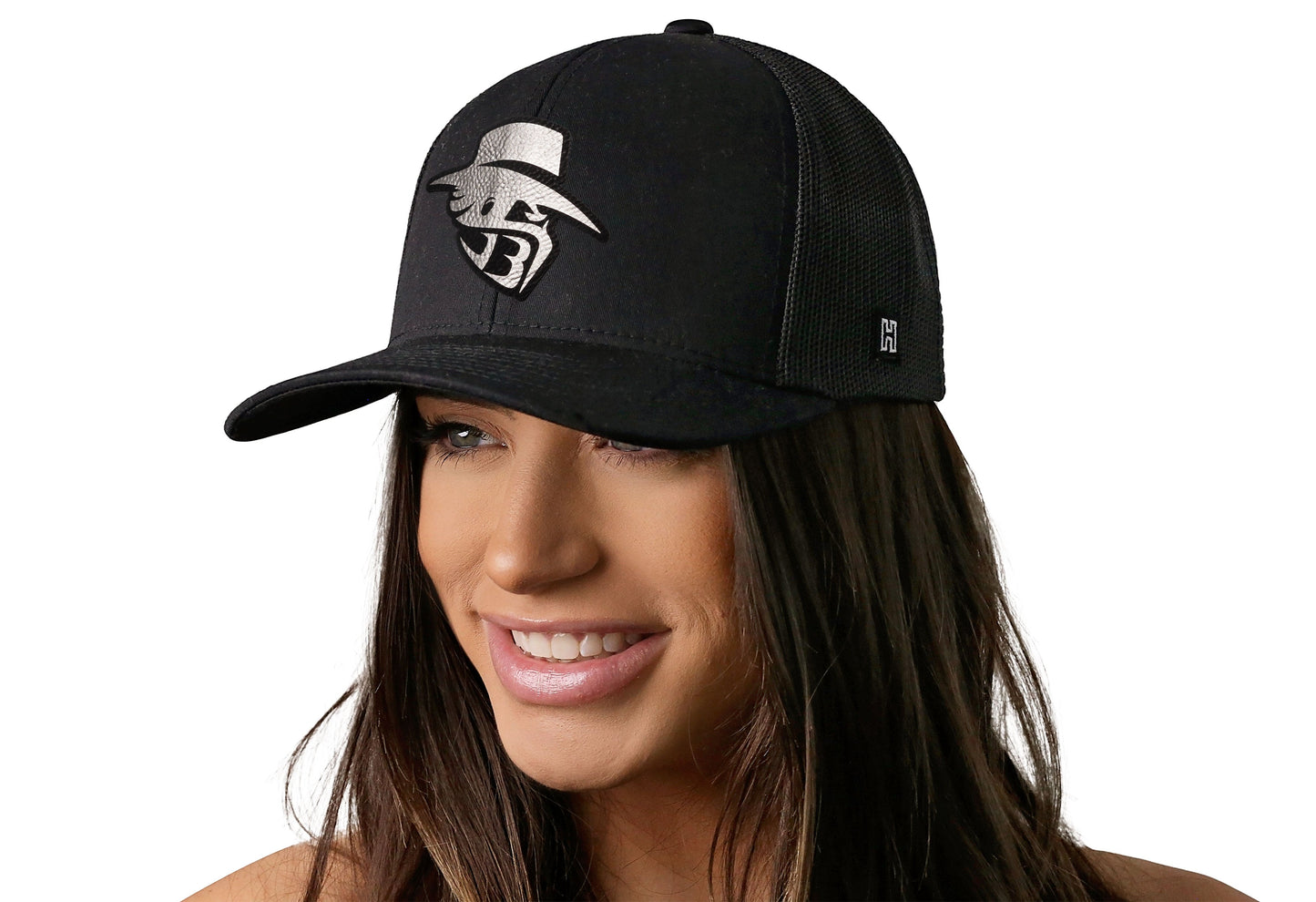 JBR Silver Logo | Black Metallic Leather Snapback