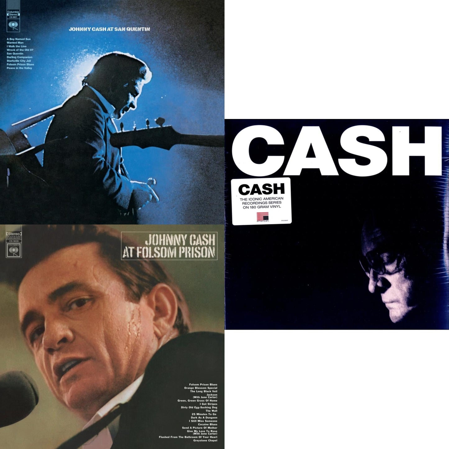 Johnny Cash - At Folsom Prison & At San Quentin & American Iv: The Man Comes Around - LP Vinyl Bundle