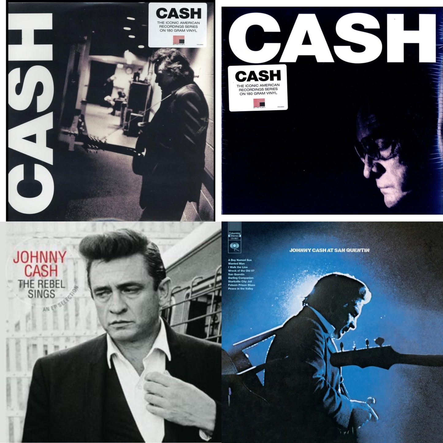 Johnny Cash - At San Quentin & American Iii: Soitary Man & American Iv: The Man Comes Around & Rebel Sings (Crystal Clear & Solid Silver LP Vinyl)