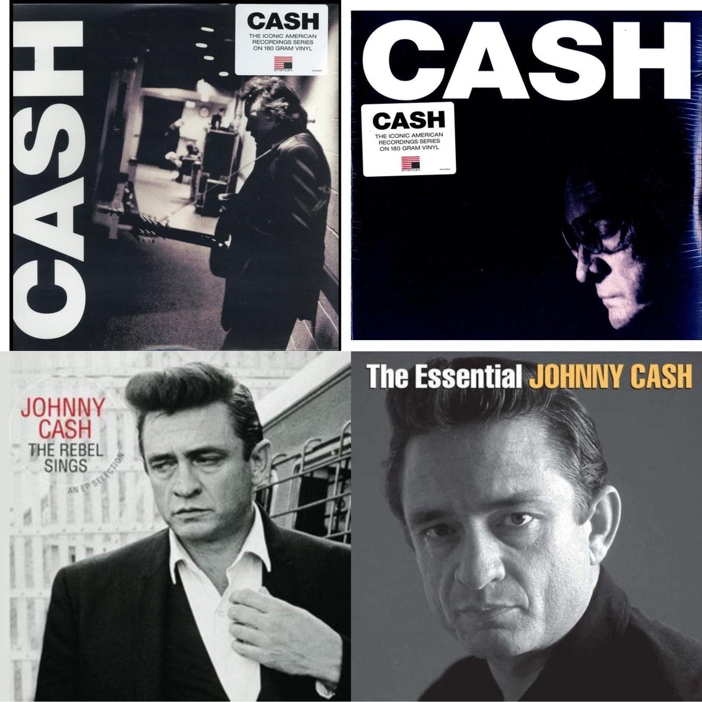 Johnny Cash - American Iii: Soitary Man & American Iv: The Man Comes Around & Rebel Sings (Crystal Clear & Solid Silver LP Vinyl) & Essential Johnny Cash
