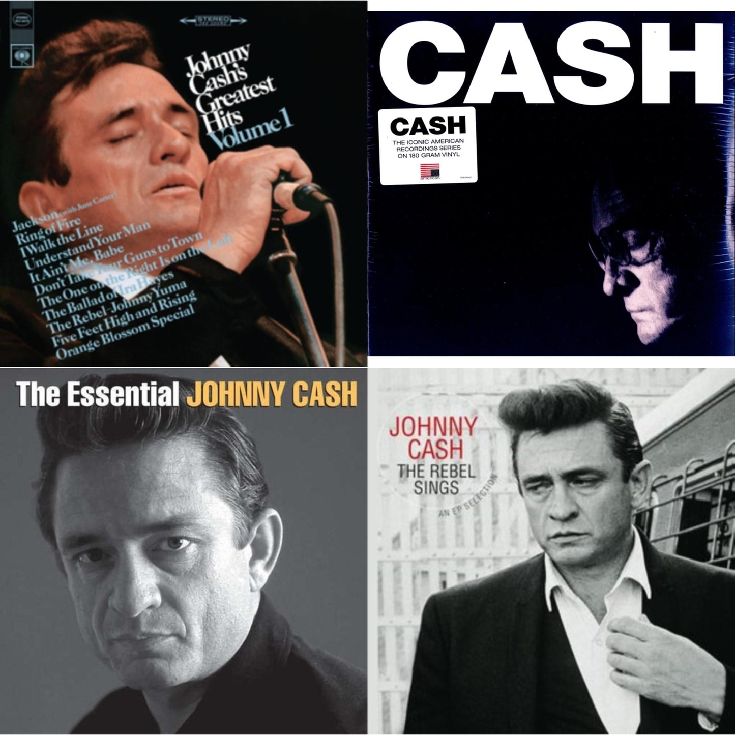 Johnny Cash - Greatest Hits, Volume 1 & American Iv: The Man Comes Around & Rebel Sings (Crystal Clear & Solid Silver LP Vinyl) & Essential Johnny Cash