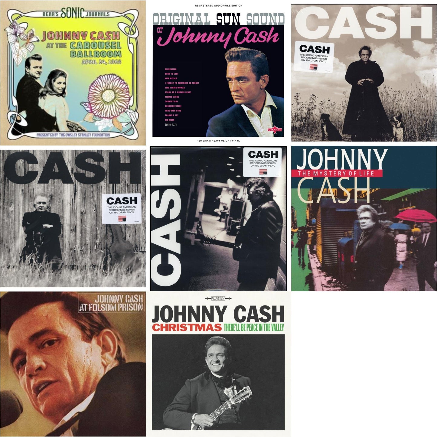 Johnny Cash - Bear's Sonic Journals: Johnny Cash, At The Carousel Ballroom, April 24, 1968 (2LP) & Original Sun Sound Of Johnny Cash & American Recordings & American Ii: Unchained (180G) & American Iii: Soitary Man & Mystery Of Life & At Folsom