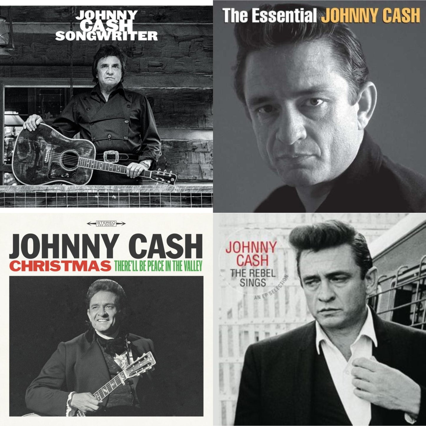 Johnny Cash - Songwriter & Rebel Sings (Crystal Clear & Solid Silver LP Vinyl) & Essential Johnny Cash & Christmas: There'll Be Peace In The Valley