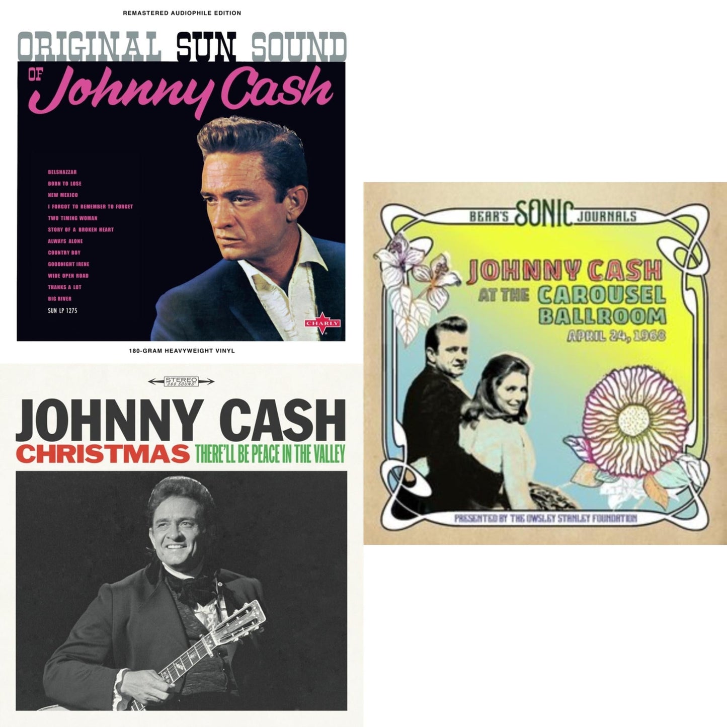 Johnny Cash - Bear's Sonic Journals: Johnny Cash, At The Carousel Ballroom, April 24, 1968 (2LP) & Original Sun Sound Of Johnny Cash & Christmas: There'll Be Peace In The Valley